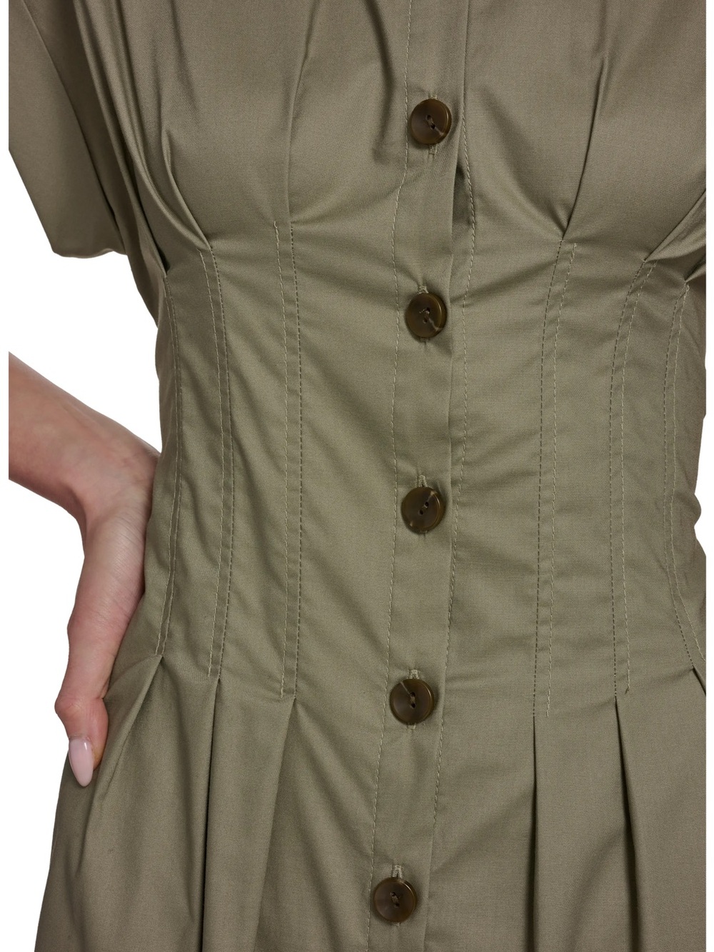 Calvin Klein Women's Pintuck Fit and Flare Shirtdress - Picture 2 of 4